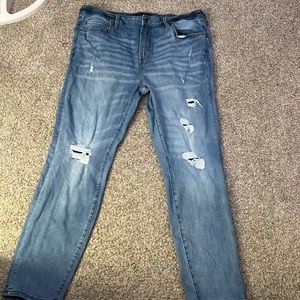 Aeropostale, Super Skinny, Mens Blue Jeans, 38/30, Ripped